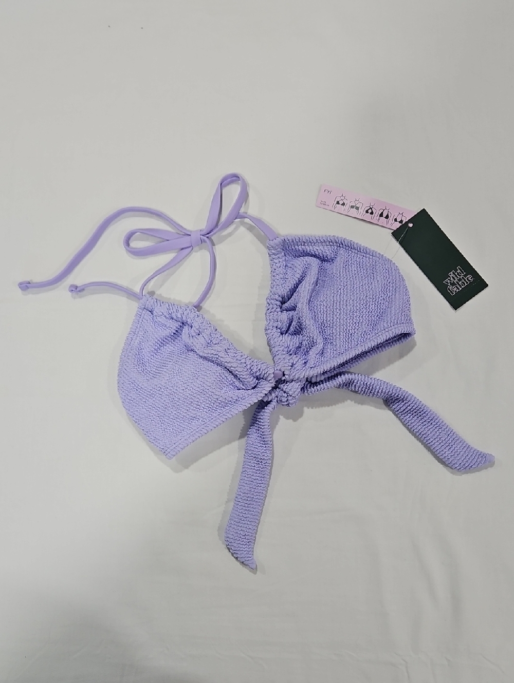wild fable Lilac Textured Tie-Front Bikini Top